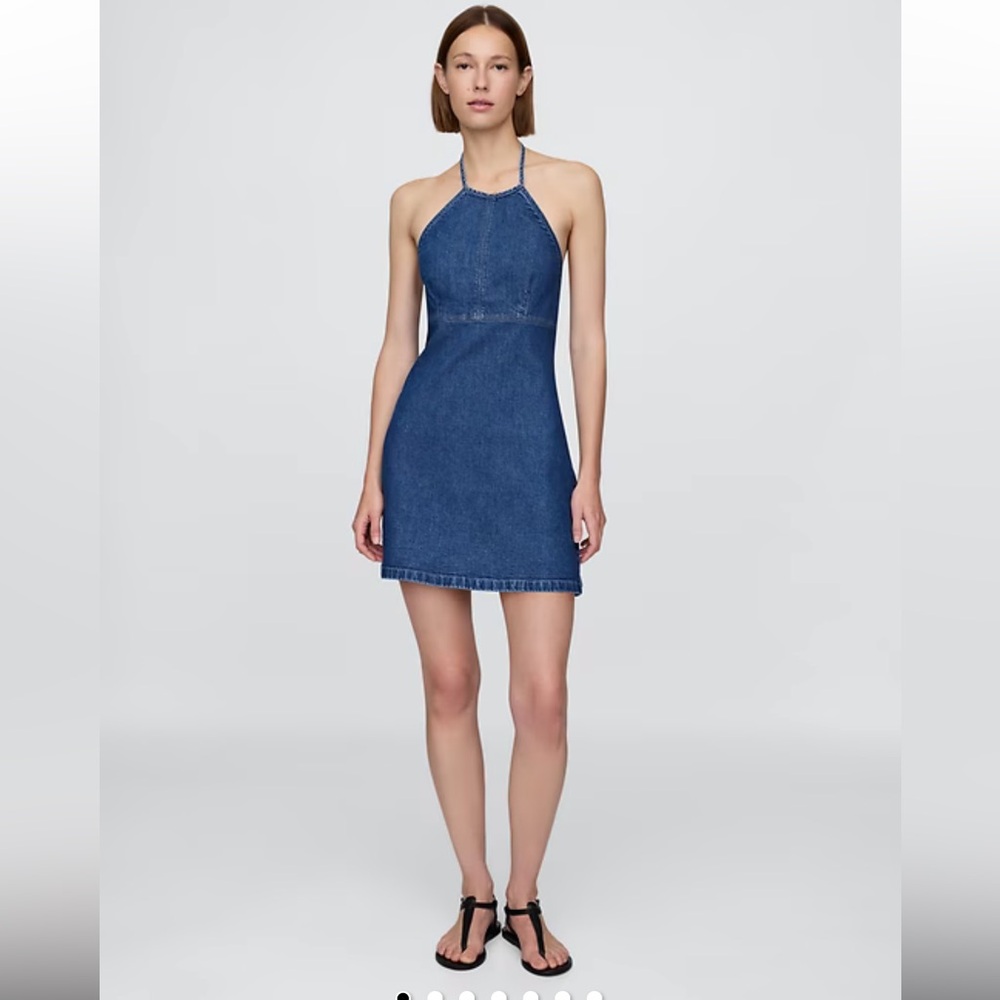 GAP Blue Denim Halter Mini Dress
